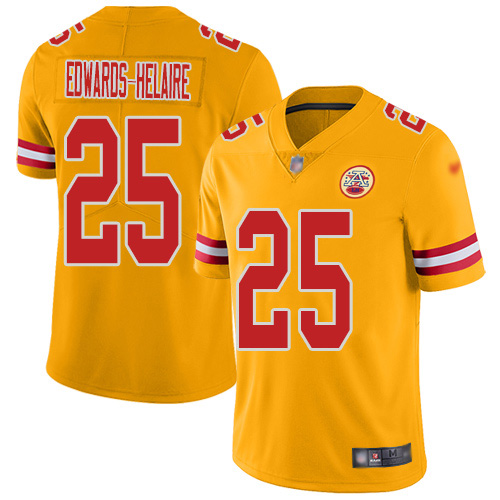 Nike Chiefs #25 Clyde Edwards-Helaire Gold Youth Stitched NFL Limited Inverted Legend Jersey